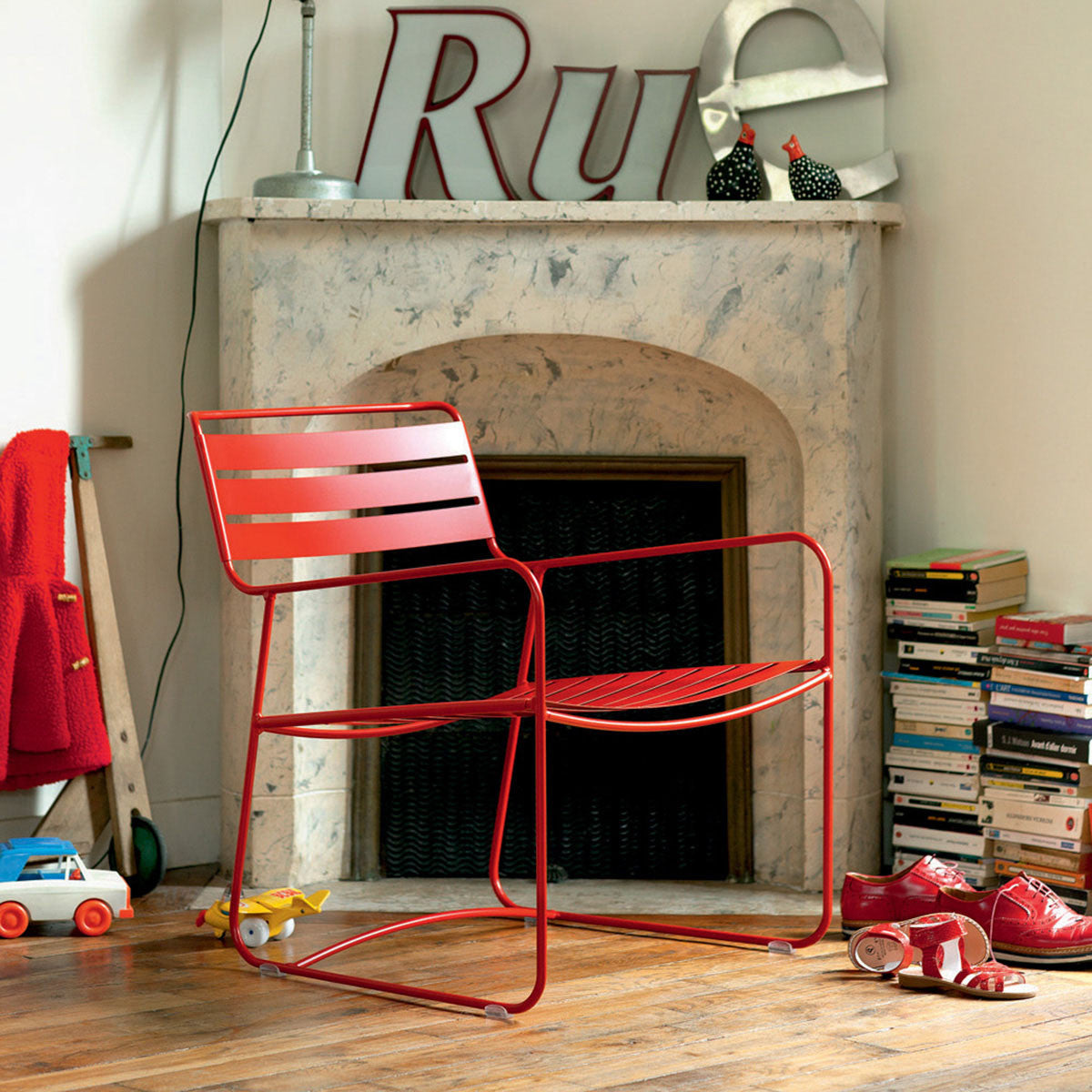 Surprising Low Armchair by Fermob, showing front view of the chair.