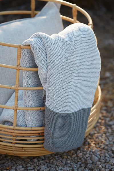 Sweep Rattan Basket by Cane-Line, showing closeup view of sweep rattan basket in live shot.