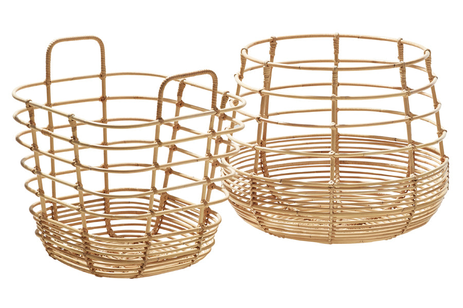 Sweep Rattan Basket by Cane-Line, showing sweep rattan baskets in natural rattan.