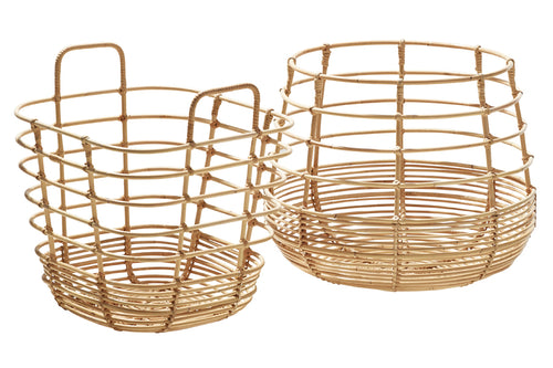 Sweep Rattan Basket by Cane-Line, showing sweep rattan baskets in natural rattan.