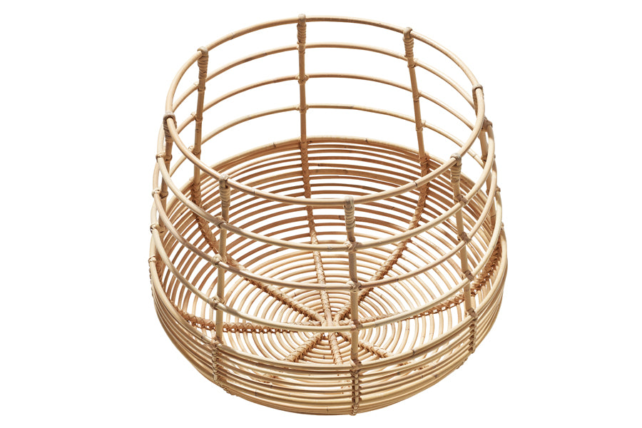 Sweep Rattan Basket by Cane-Line, showing top view of sweep rattan basket in natural rattan.