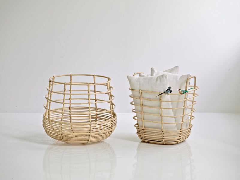 Sweep Rattan Basket by Cane-Line, showing sweep rattan baskets in live shot.