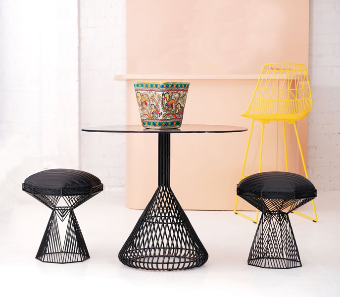 Switch Stool/Table by Bend, showing switch stools/tables in live shot.