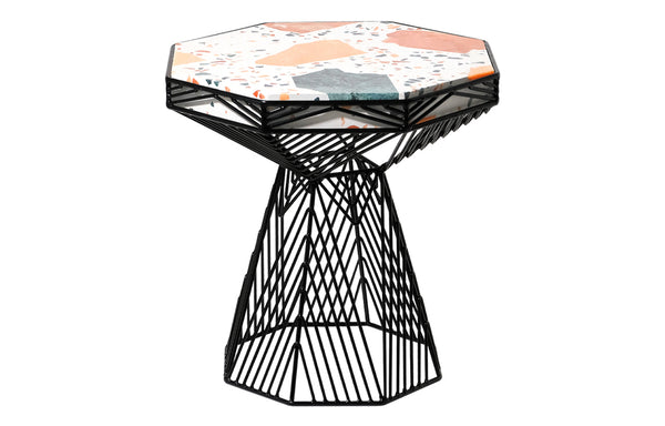 Switch Stool/Table by Bend - Black Metal Frame, Terrazzo Top.