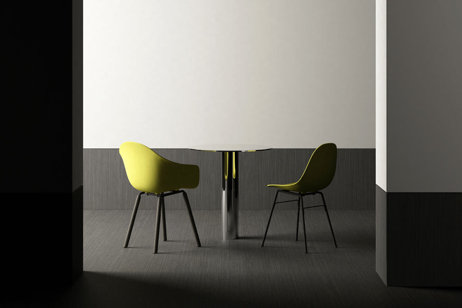 TA Arm Chair Yi Black Oak Base by Toou, showing ta arm chair yi black oak base in live shot.