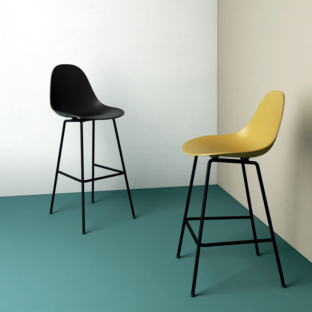 TA Bar Stool Black Base by Toou, showing ta bar stools in live shot.