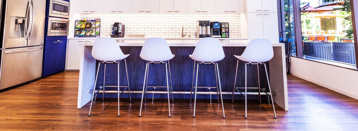 TA Counter Stool Chrome Base by Toou, showing ta counter stools chrome base in live shot.