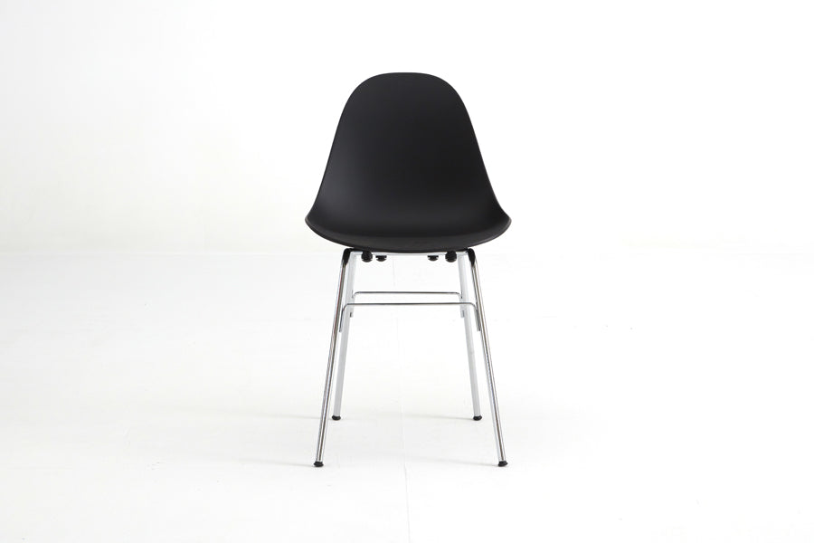 TA Side Chair Er Black Base by Toou, showing front view of ta side chair er chrome base in black seat/no seat pad.