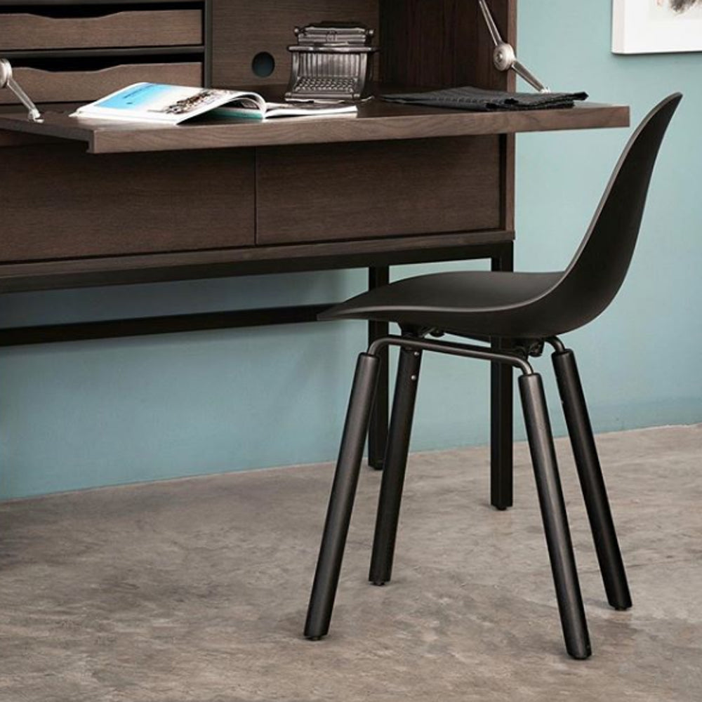TA Side Chair Yi Black Oak Base by Toou, showing ta side chair yi black oak base in live shot.