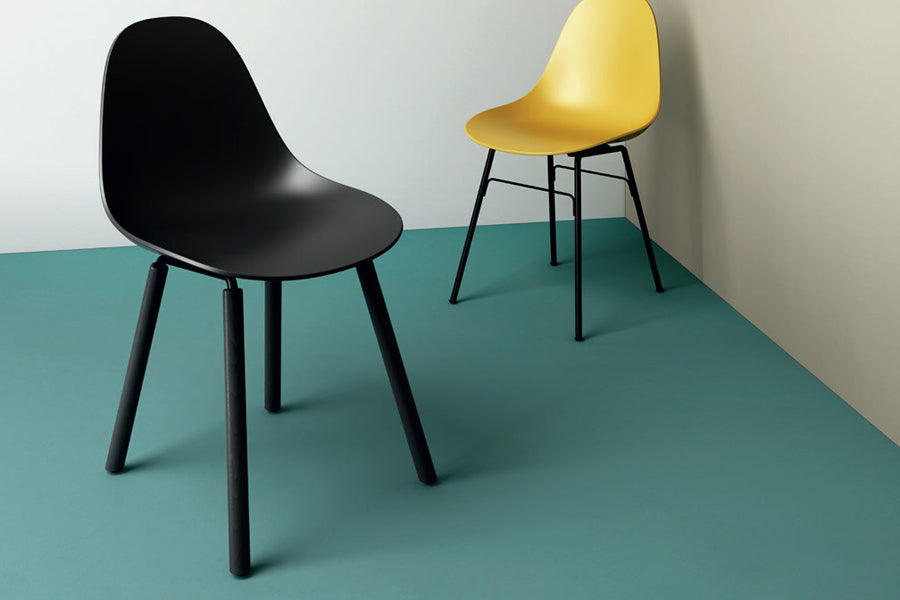 TA Side Chair Yi Black Oak Base by Toou, showing ta side chair yi black oak base in live shot.