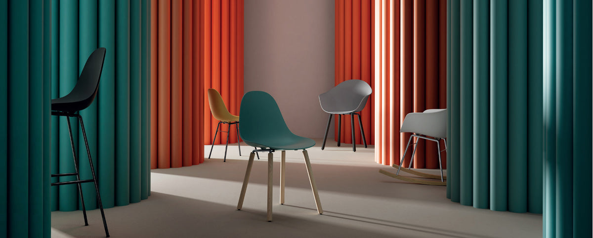 TA Side Chair Yi Natural Oak Base by Toou, showing ta side chair yi natural oak base in live shot.