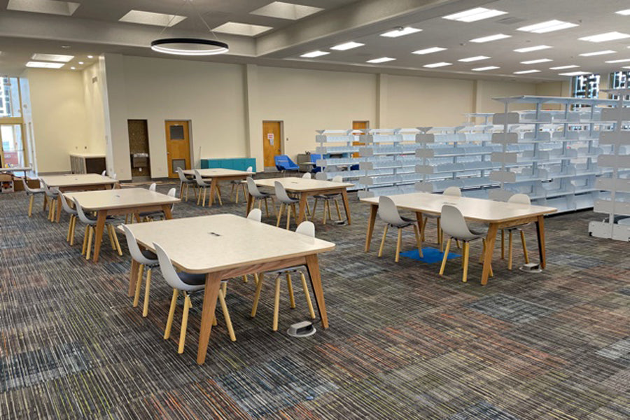 TA Side Chair Yi Natural Oak Base by Toou, showing ta side chairs yi natural oak base in live shot.