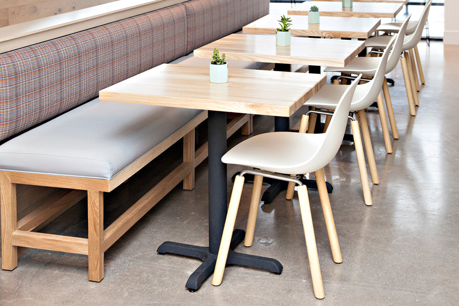 TA Side Chair Yi Natural Oak Base by Toou, showing ta side chairs yi natural oak base in live shot.