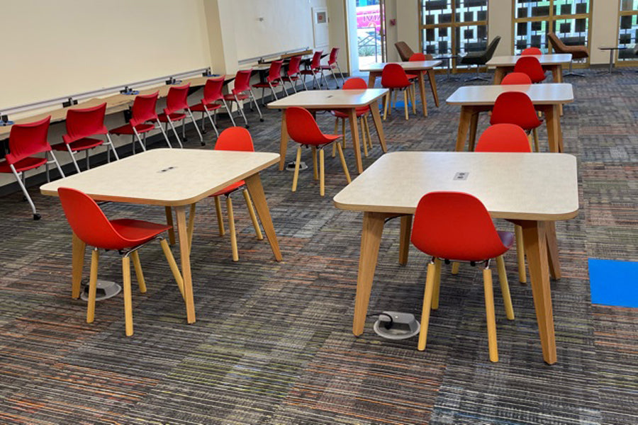 TA Side Chair Yi Natural Oak Base by Toou, showing ta side chairs yi natural oak base in live shot.