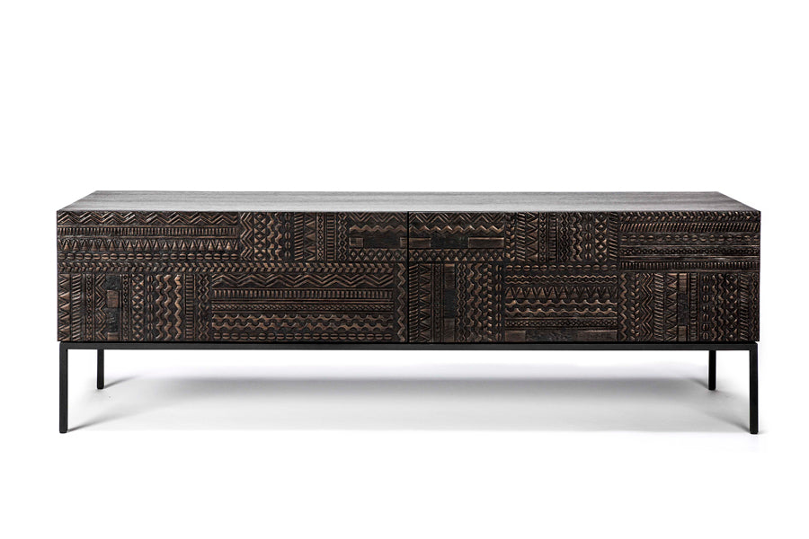 Tabwa TV Cupboard by Ethnicraft, showing front view of tv cupboard.