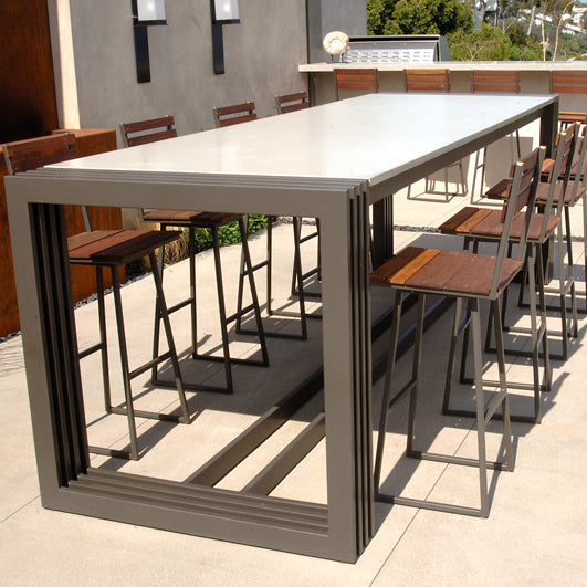 James De Wulf Tall Engagement Dining Table by De Wulf, showing tall engagement dining table in live shot.