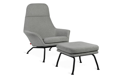 Tallinn Chair and Ottoman by Gus - Copenhagen Iron Fabric.