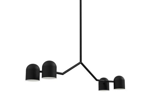 Tandem 4-Head Pendant Light by Gus Modern - Black Powder Coated Finish.