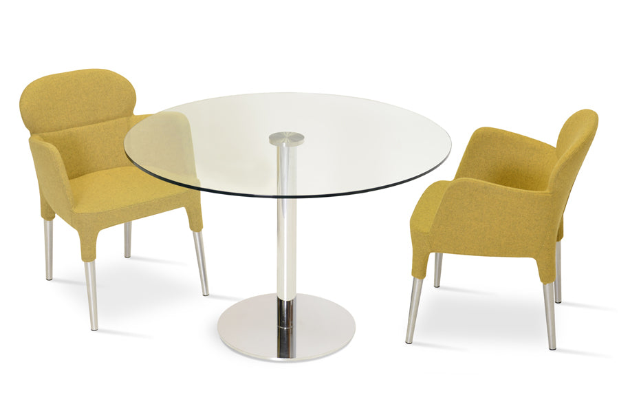 Tango Dining Table by SohoConcept, showing tango dining table with chairs.