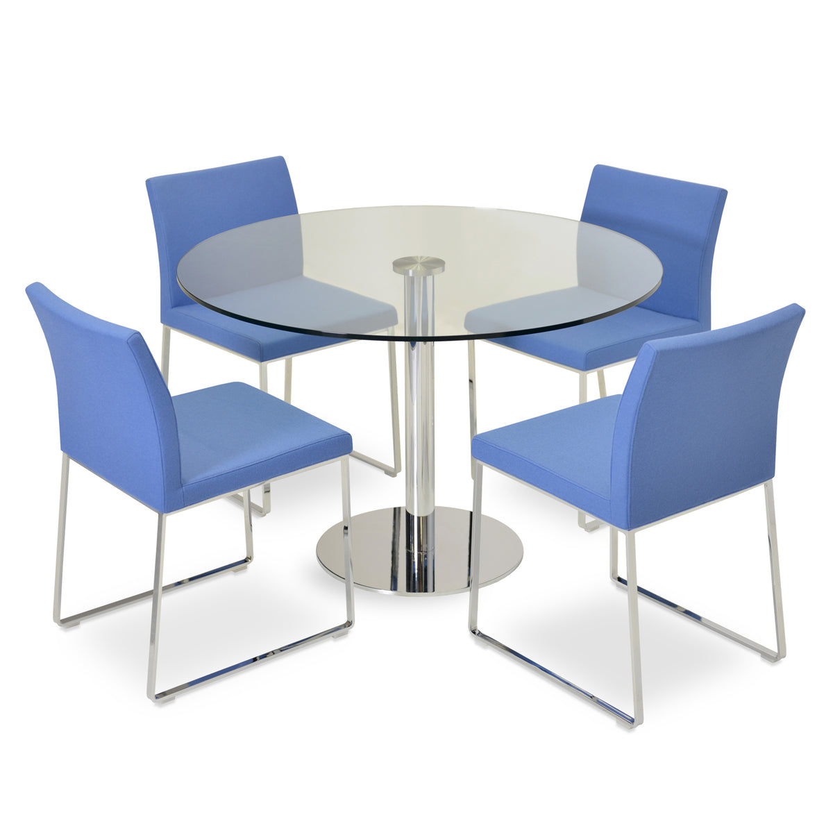 Tango Dining Table by SohoConcept, showing tango dining table with chairs.