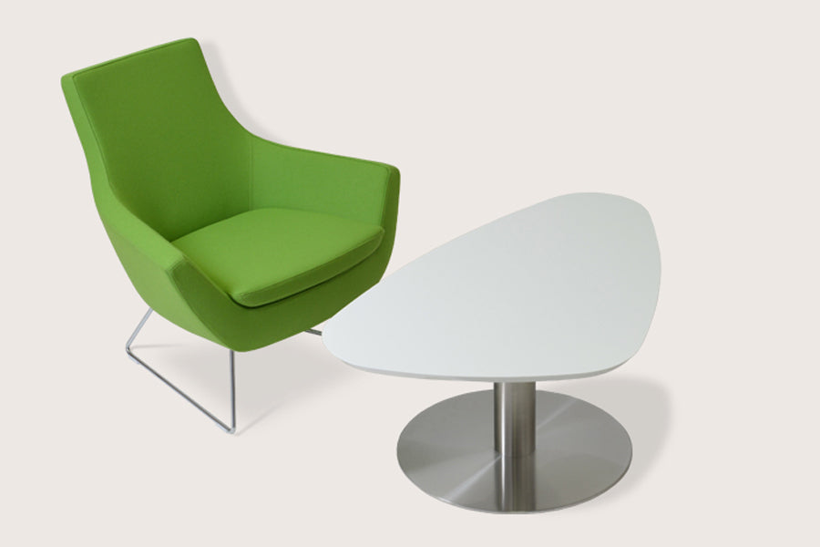 Tango Island Coffee Table by sohoConcept, shown in white lacquer with stainless steel.