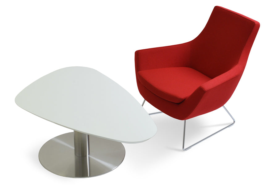 Tango Island Coffee Table by SohoConcept, showing island coffee table with chair.