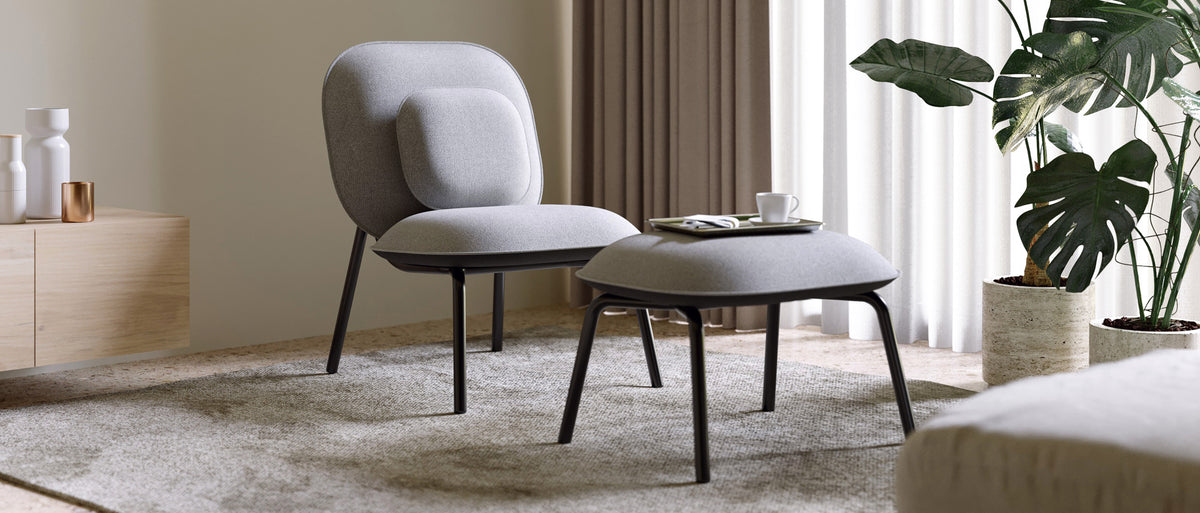 Tasca Lounge Chair w/ Pillow by Toou, showing tasca lounge chair w/ pillow in live shot.