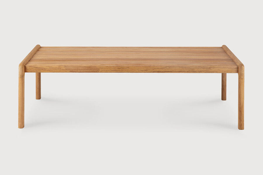 Jack Outdoor Coffee Table by Ethnicraft , showing front view of teak outdoor coffee table.