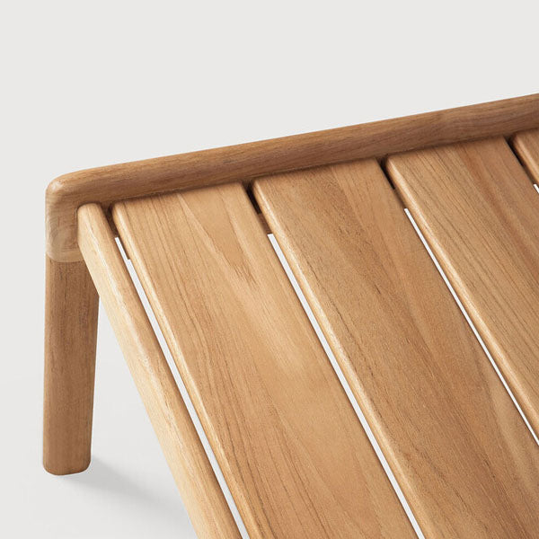 Jack Outdoor Side Table by Ethnicraft, showing closeup view of teak side table.