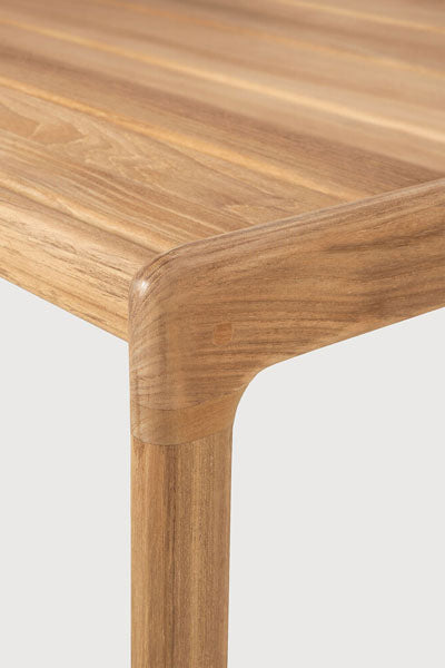 Jack Outdoor Side Table by Ethnicraft, showing closeup view of teak side table.