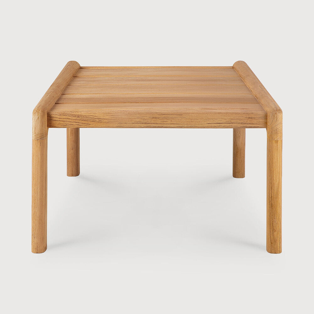 Jack Outdoor Side Table by Ethnicraft, showing front view of teak side table.