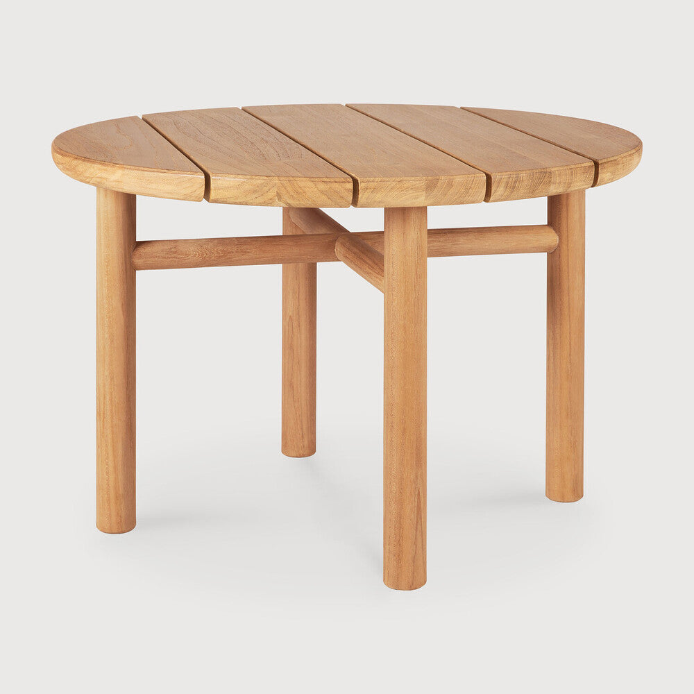 Quatro Outdoor Coffee Table by Ethnicraft, showing front view of teak outdoor coffee table.