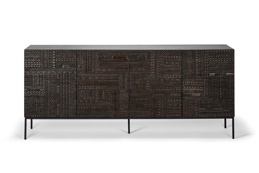 Tabwa Sideboard by Ethnicraft, showing front view of tabwa sideboard in 4 doors/teak.