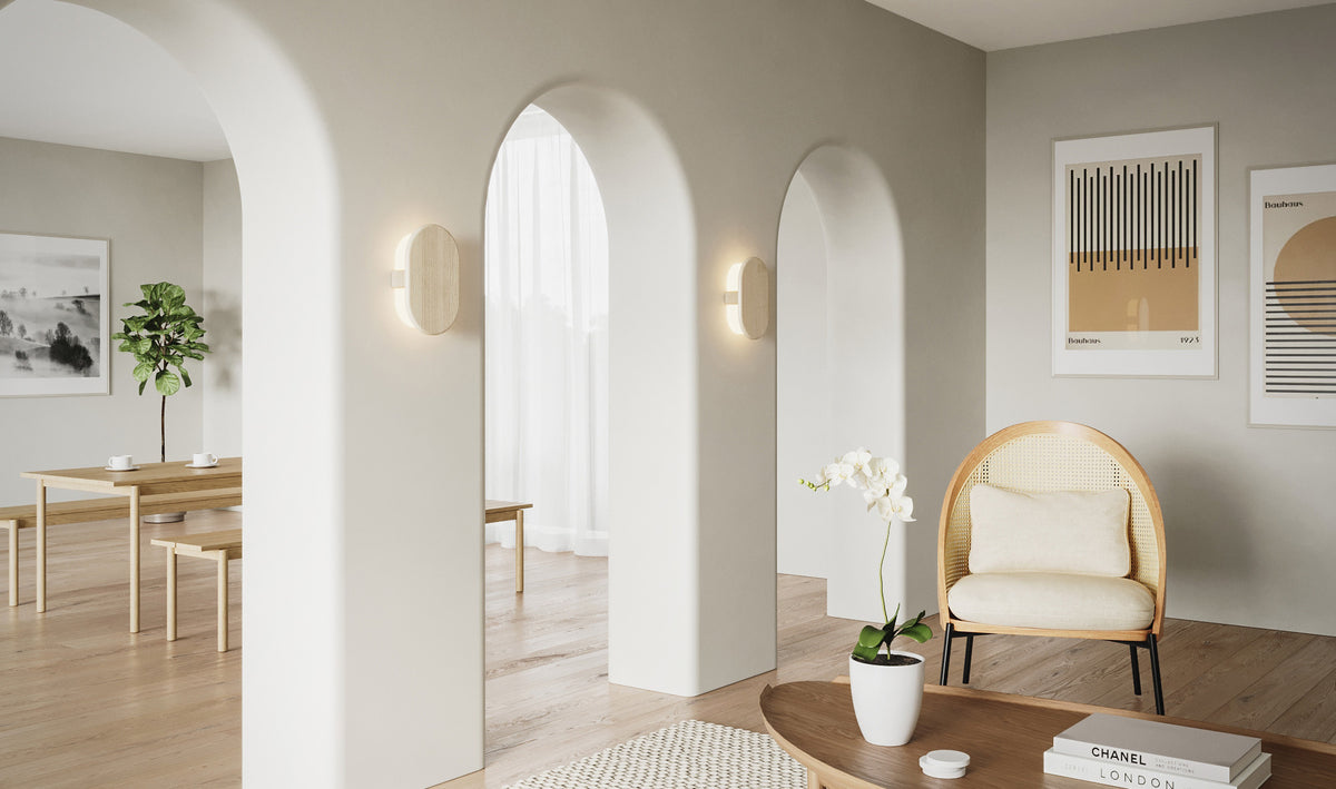 Tempus LED Sconce by Cerno, showing tempus led sconces in live shot.