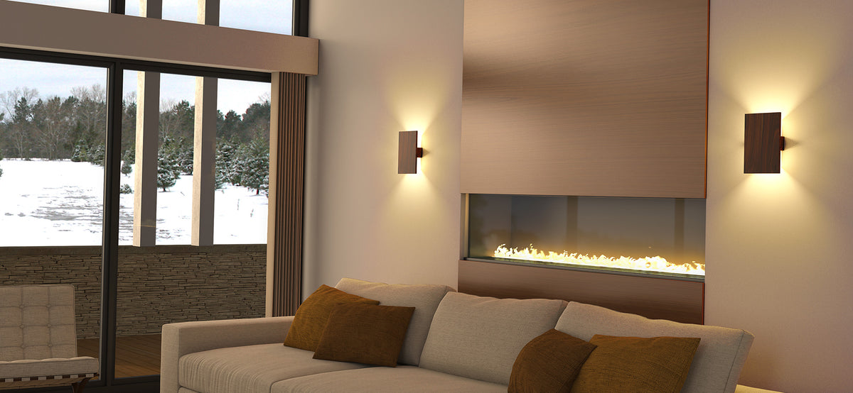 Tersus LED Sconce by Cerno, showing tersus led sconces in live shot.