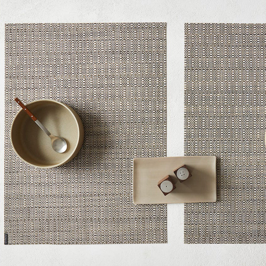 Thatch Tabletop by Chilewich, showing thatch tabletops in live shot.