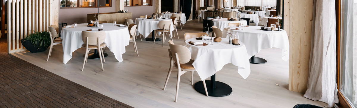 The Dining Chair by Mater, showing the dining chairs with tables in live shot.