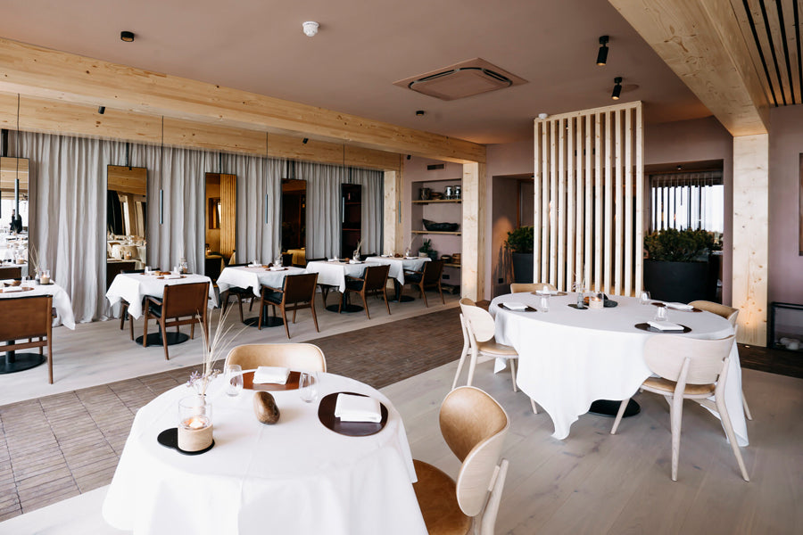The Dining Chair by Mater, showing the dining chairs with tables in live shot.
