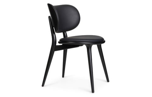 The Dining Chair by Mater - Black Stained Beech Wood/Black Leather Seat.