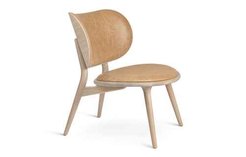 The Lounge Chair by Mater - Natural Matt Lacqured Oak/Natural Tanned Leather Seat.
