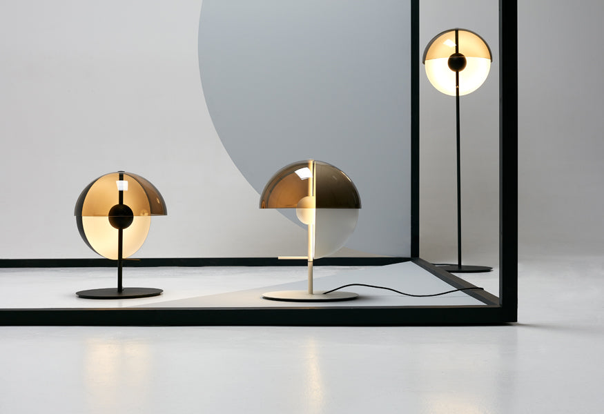 Theia Floor Lamp by Marset, showing table & floor lamps.