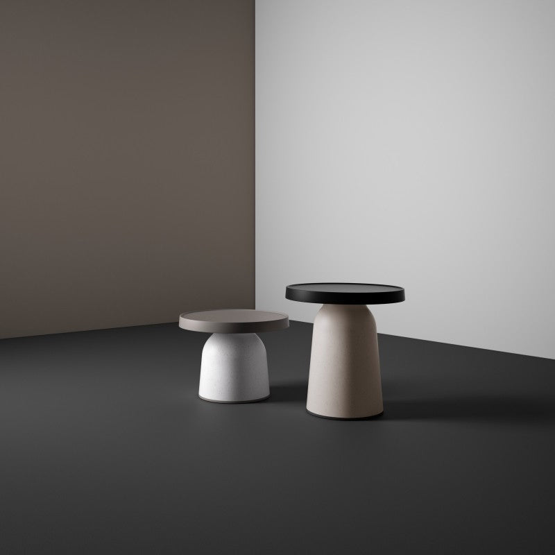 Thick Top Side Table by Toou, showing thick top side tables in live shot.