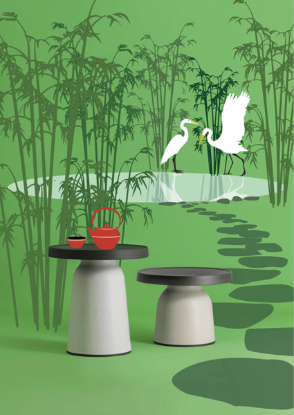 Thick Top Side Table by Toou, showing thick top side tables in live shot.