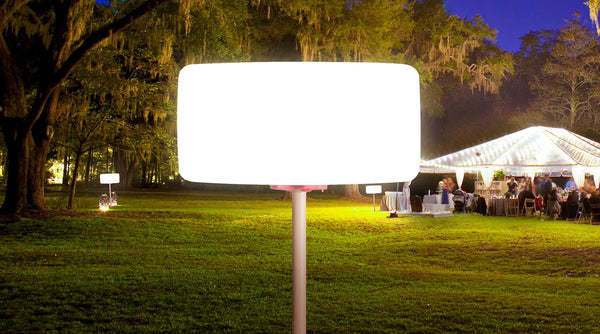 Thierry Le Swinger Outdoor Light by Fatboy, showing outdoor light in live shot.