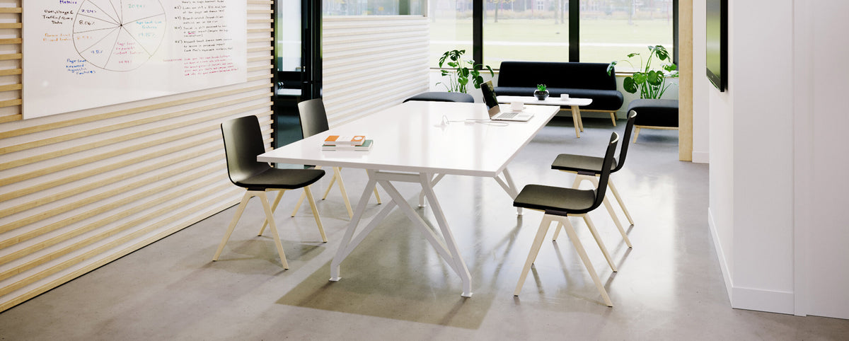 Think Tank Conference Table by Scale 1:1, showing think tank conference table with chairs in live shot.