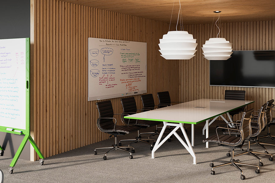 Think Tank Conference Table by Scale 1:1, showing think tank conference table with chairs in live shot.