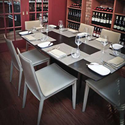 Tiffany Chair by SohoConcept, showing dining tables in live shot.