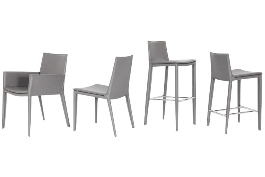 Tiffany Stool by SohoConcept, shown in grey bonded leather.