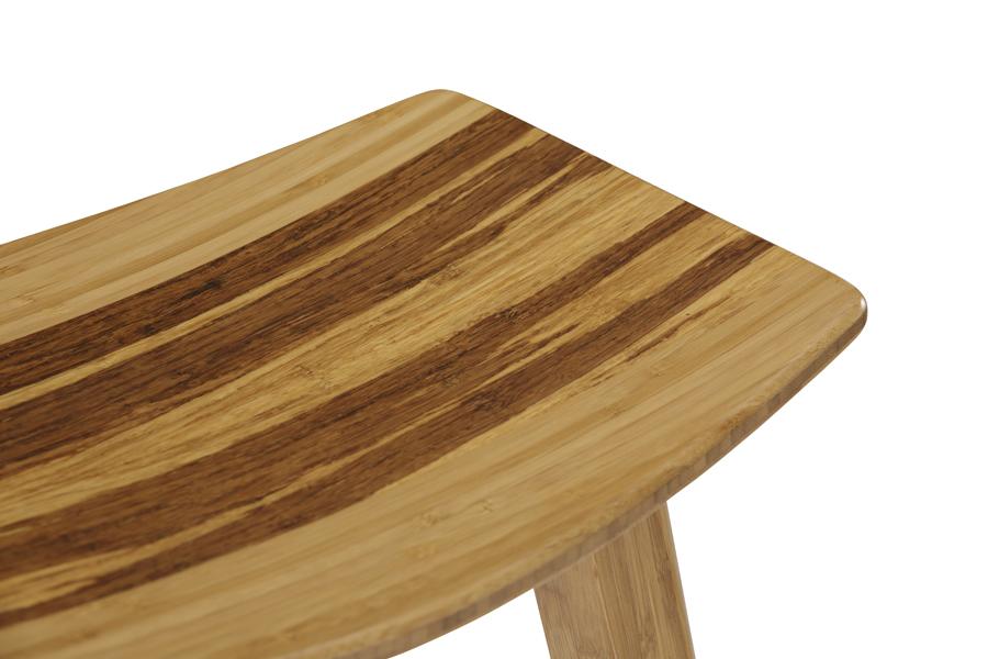 Tigris Exotic Counter Stool by Greenington, showing top view of tigris exotic counter stool in caramelized with exotic tiger inlay.
