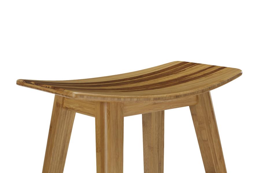Tigris Exotic Counter Stool by Greenington, showing closeup view of tigris exotic counter stool in caramelized with exotic tiger inlay.